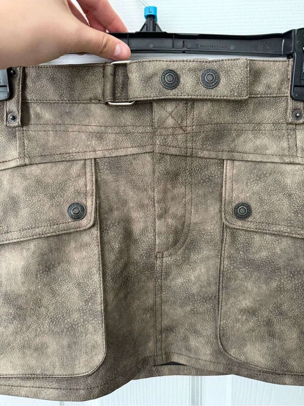 We The Free Distressed Brown Mini Skirt with Utility Pockets